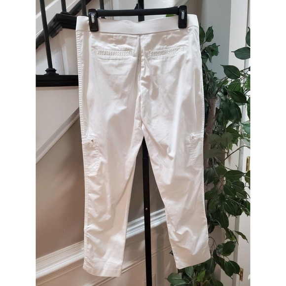 Chico's Women's White Slash Pockets Flat Front Straight Leg Cargo Pants 00 (2) - Picture 6 of 12